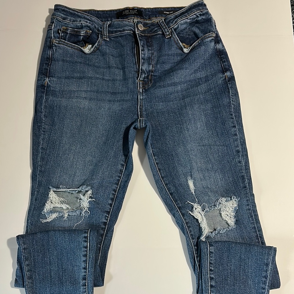Judy Blue Skinny Distressed Blue Jeans